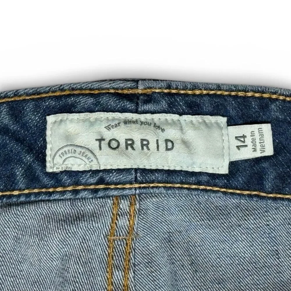 Torrid Blue Denim Skull Studded Cut-off Shorts Sz 14